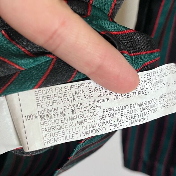 Zara Striped Sateen Wrap Blouse Medium Black - Picture 8 of 9